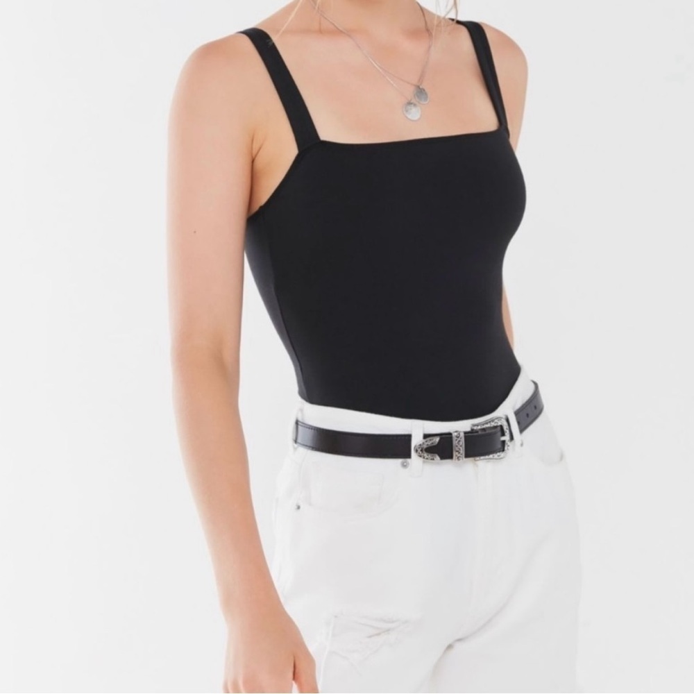 Black Square Neck Bodysuit